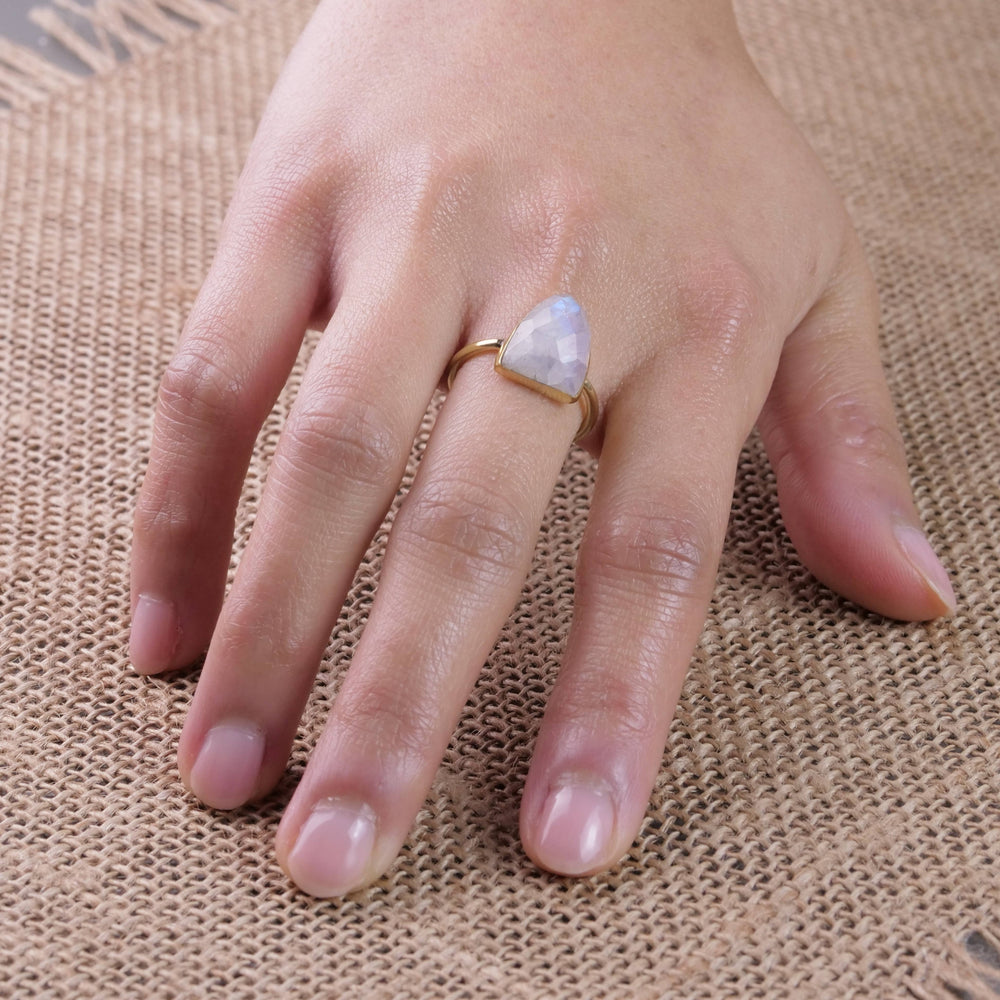 Point Ring Brass Moonstone Point Ring – Baizaar Retail